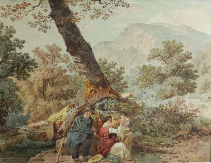 Farmers at rest by a tree